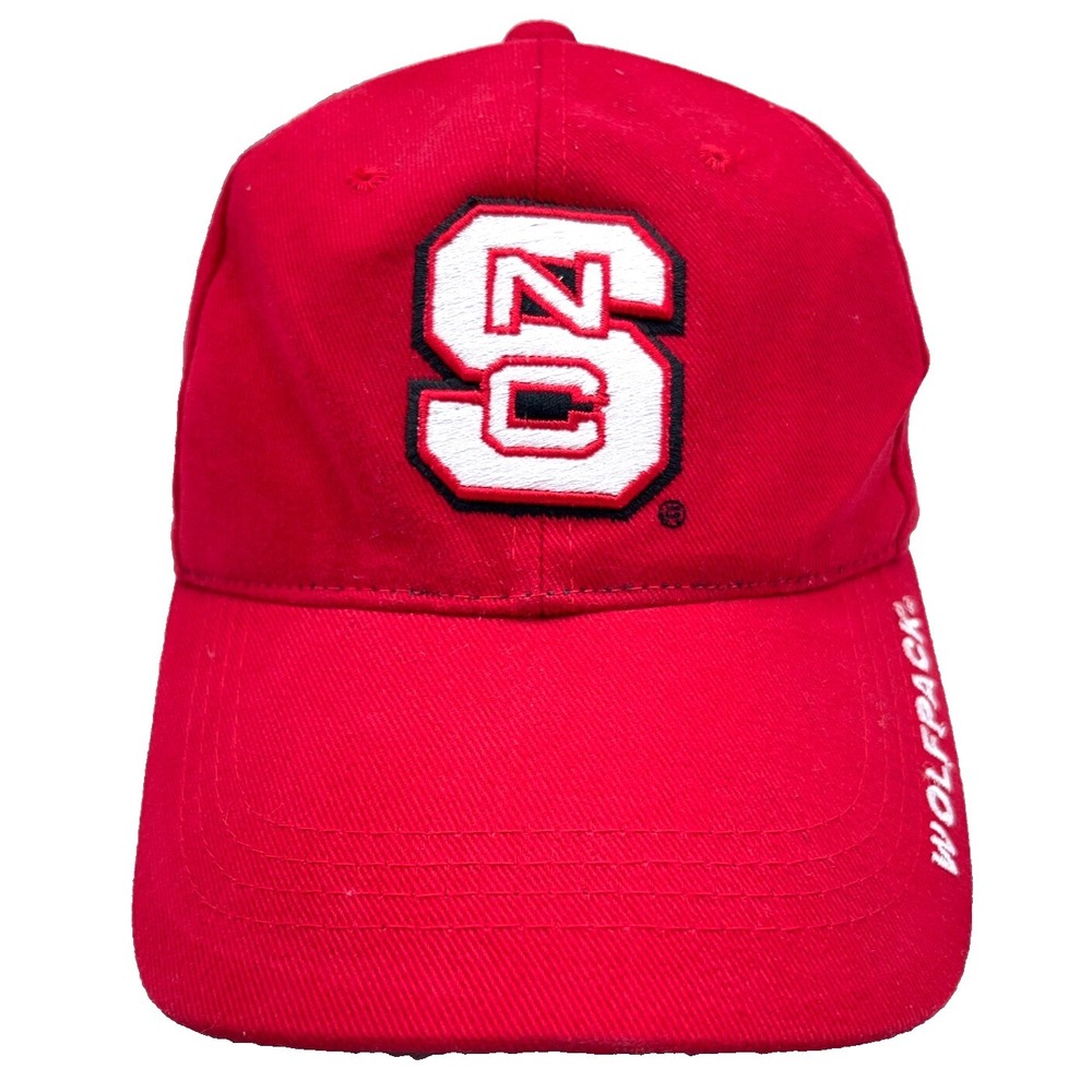 Vintage NC State Wolfpack Hat Cap Strap Back Black Red Adjustable Starter‎ Y2K